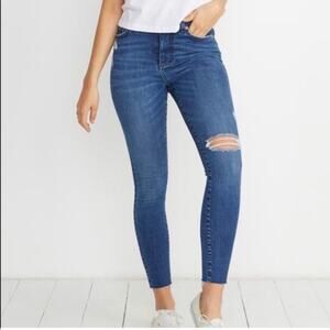 Marine Layer High Rise Skinny Distressed Cropped Jeans Medium Wash Size 26